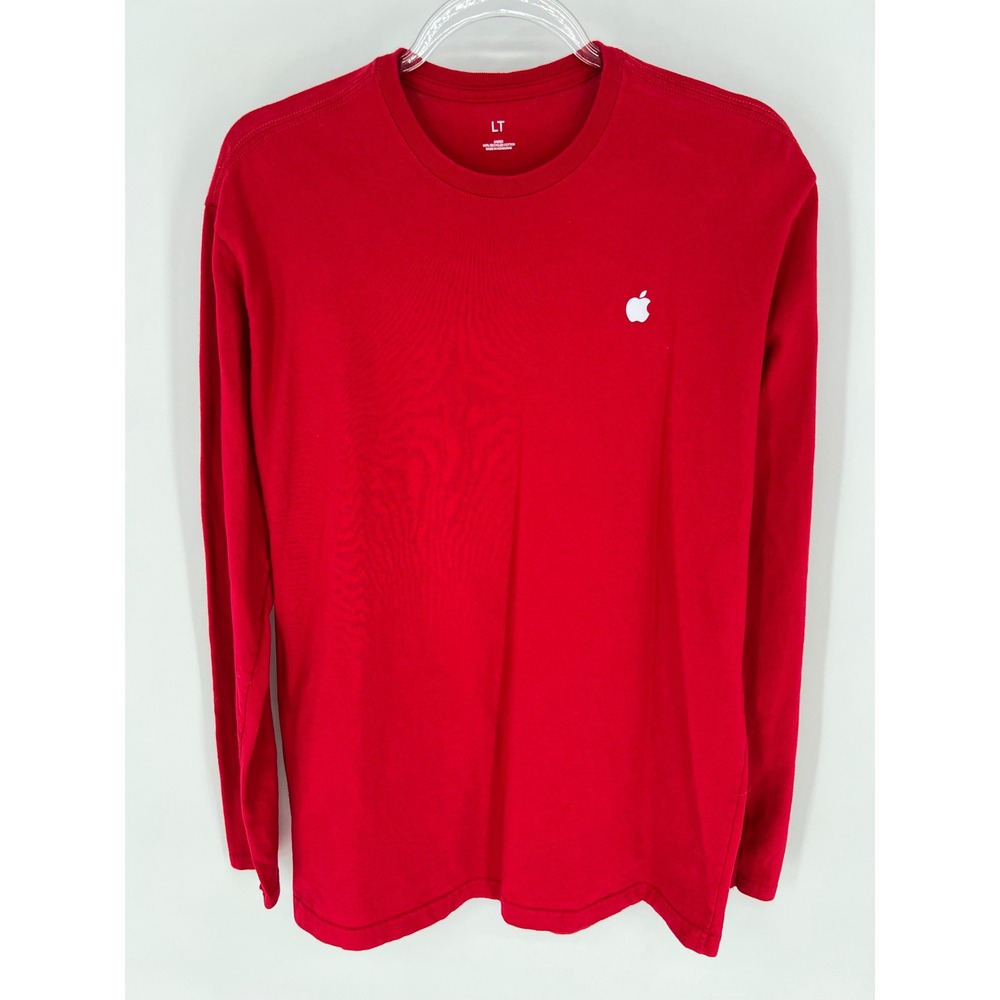 APPLE Store Employee Shirt Long Sleeve Mens Large Tall Red Logo Rare Collectible